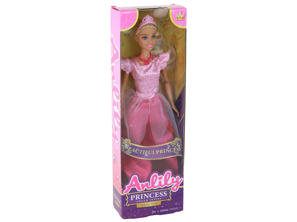 Lėlė princesė anlily su rožine suknele, 30x7x5 cm