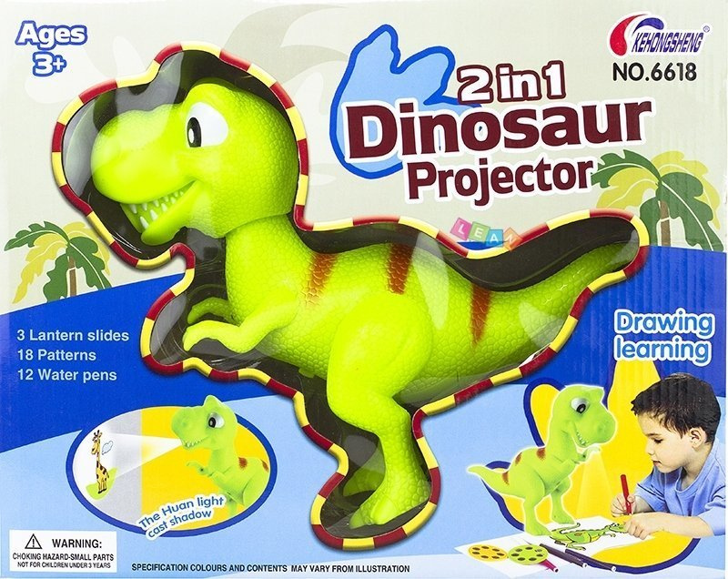 Vaikiškas projektorius-dinozauras su 18 raštų