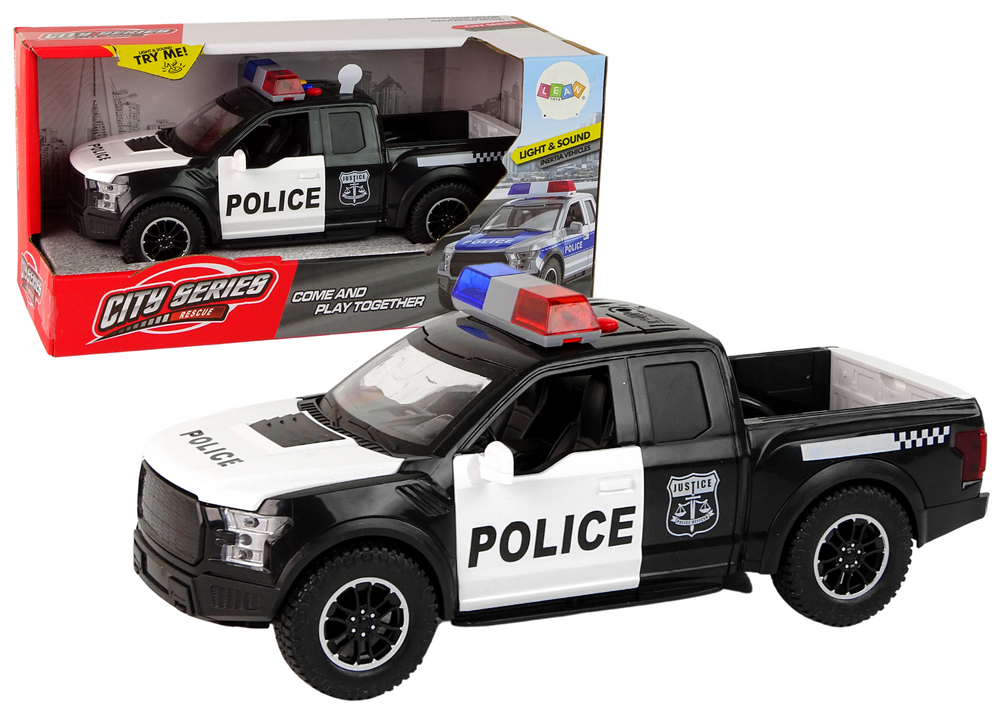 Žaislinis policijos visureigis lean toys, juodas/baltas, 24x13,5x10 cm