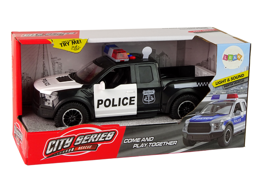 Žaislinis policijos visureigis lean toys, juodas/baltas, 24x13,5x10 cm