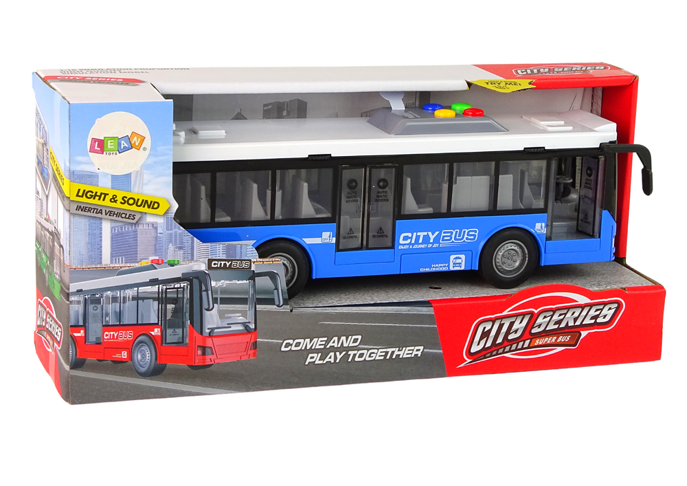 Baterijomis varomas autobusas, mėlynas, 1:16 mastelis