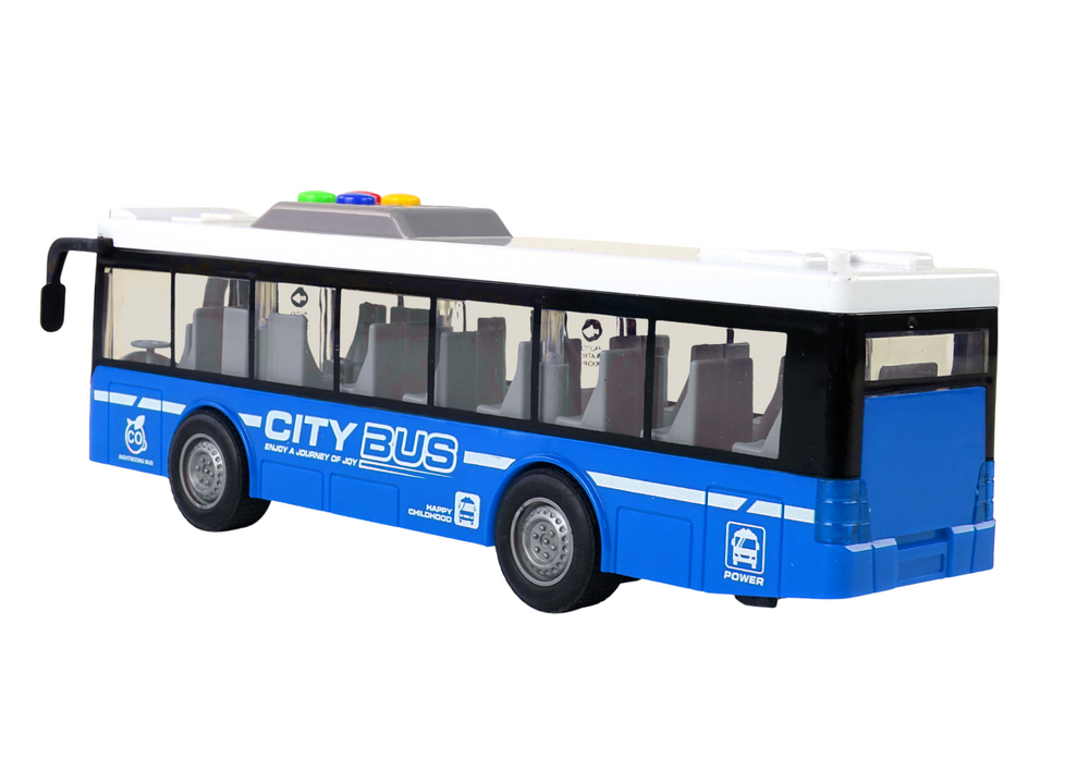 Baterijomis varomas autobusas, mėlynas, 1:16 mastelis