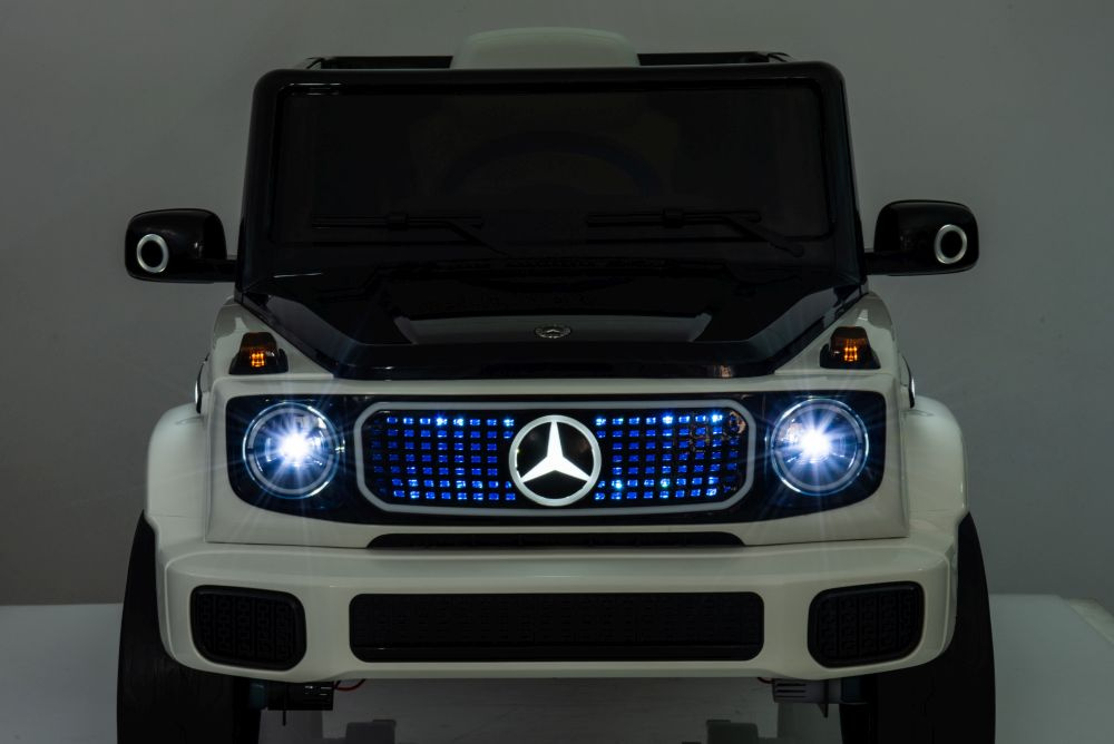 Vienvietis vaikiškas elektromobilis mercedes eqg 4x4, baltas