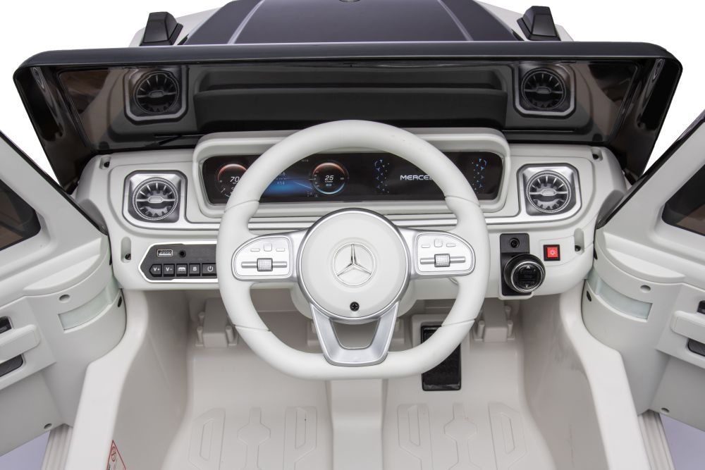 Vienvietis vaikiškas elektromobilis mercedes eqg 4x4, baltas