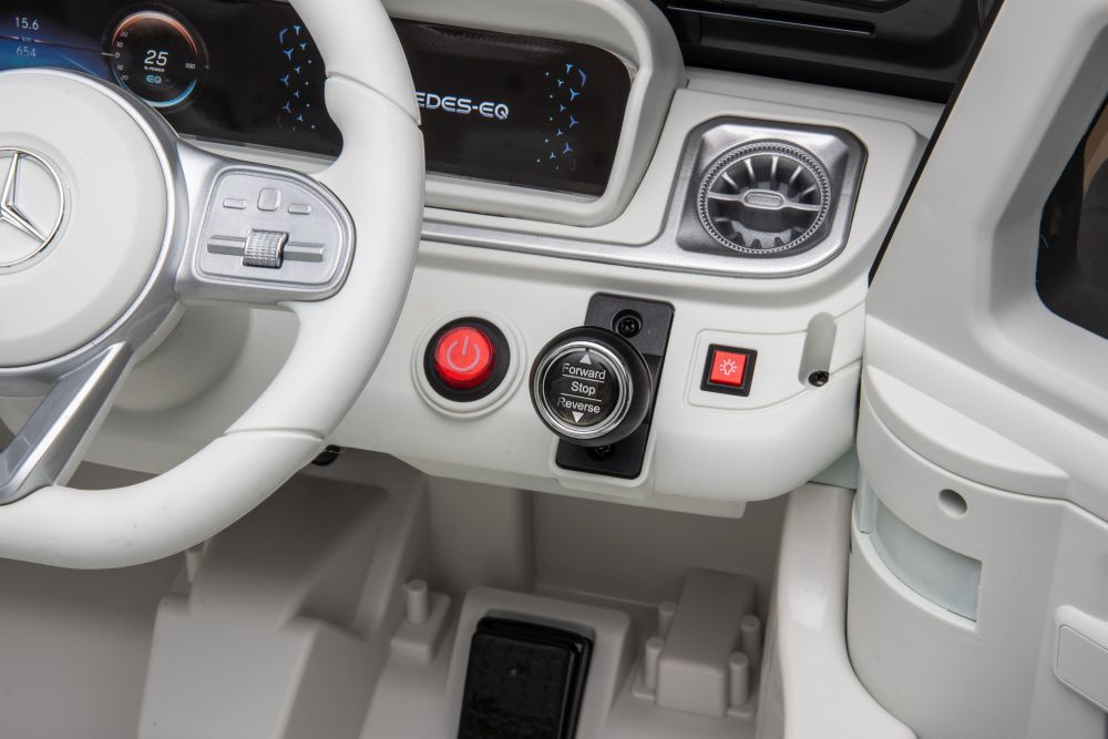 Vienvietis vaikiškas elektromobilis mercedes eqg 4x4, baltas