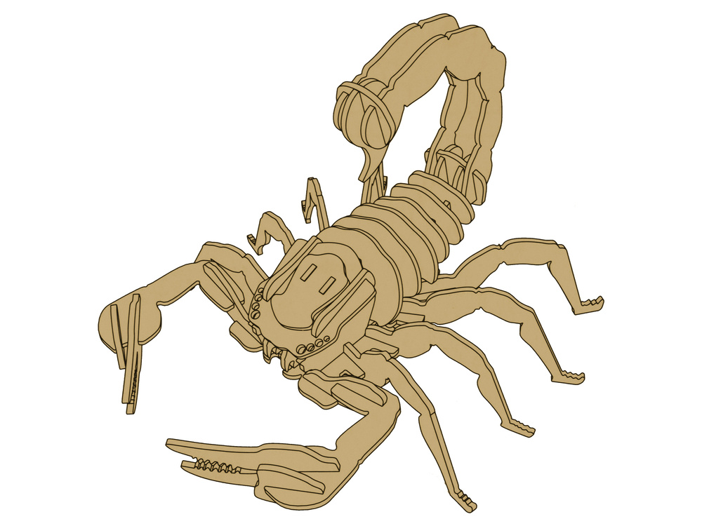 Medinė 3d dėlionė lean toys skorpionas, 35 d.