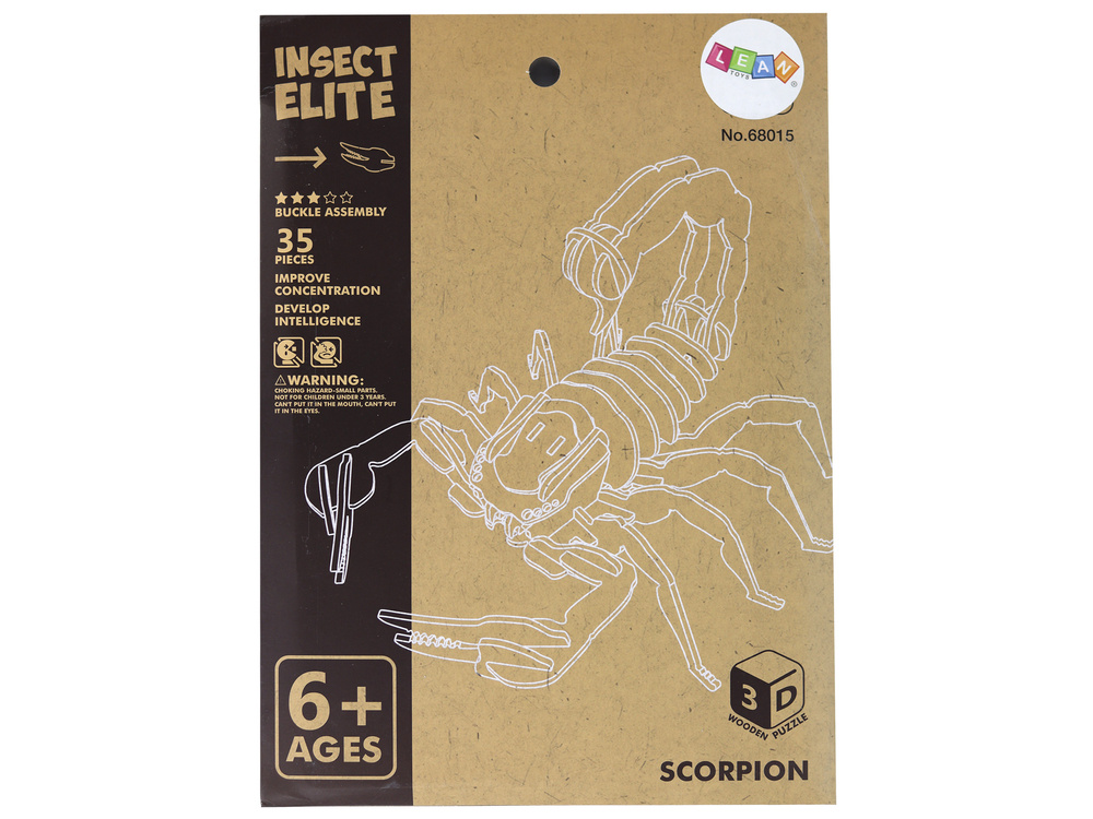 Medinė 3d dėlionė lean toys skorpionas, 35 d.