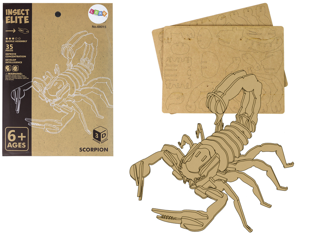 Medinė 3d dėlionė lean toys skorpionas, 35 d.