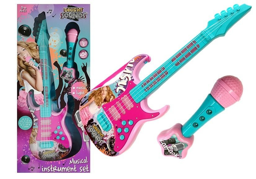 Gitara su mikrofonu karaokės rinkinys lean toys