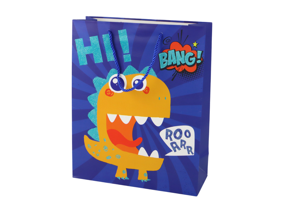 Dovanų maišelis Blue Dinosaur, 41x30 cm