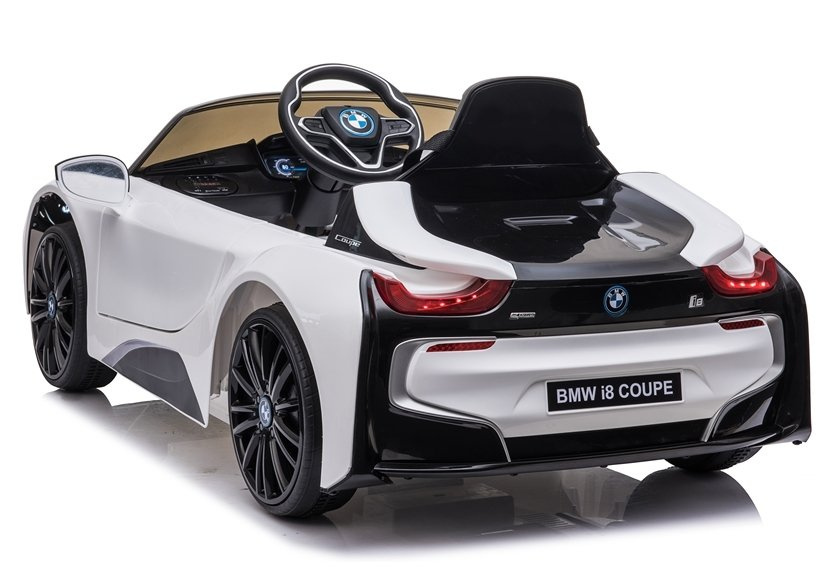 Baltas elektrinis automobilis vaikams bmw i8 coupe