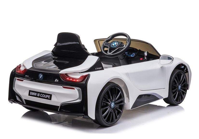 Baltas elektrinis automobilis vaikams bmw i8 coupe