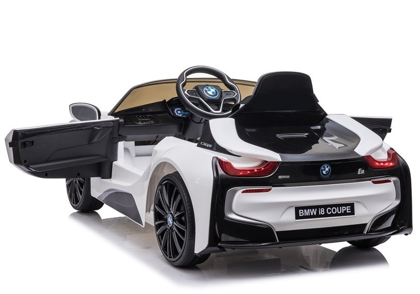 Baltas elektrinis automobilis vaikams bmw i8 coupe