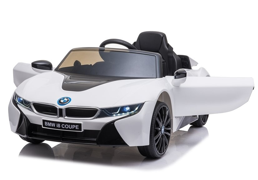 Baltas elektrinis automobilis vaikams bmw i8 coupe