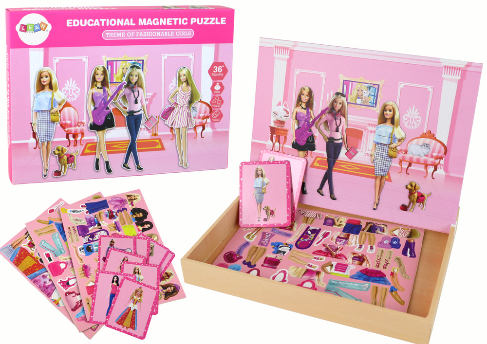Edukacinis magnetinis žaidimas lean toys lėlių apranga