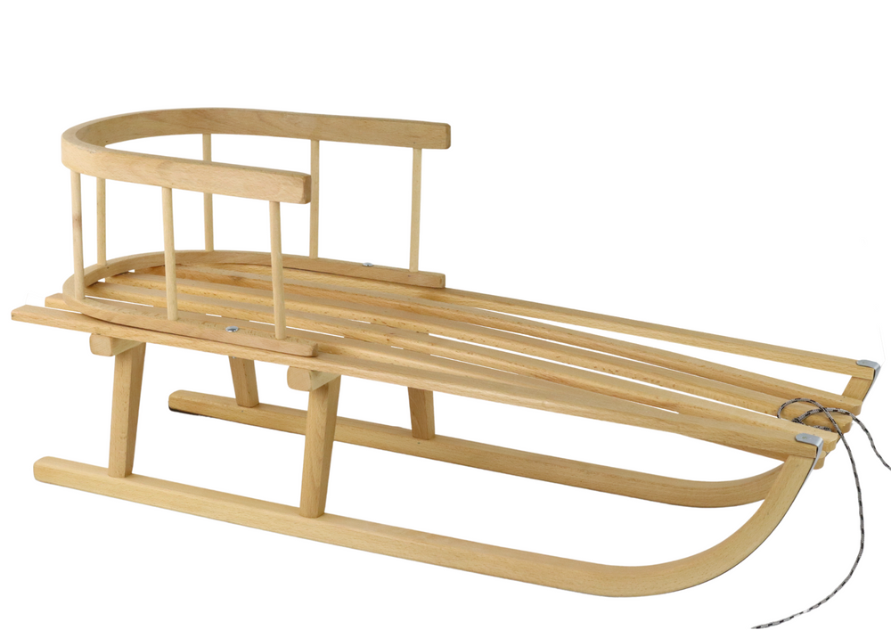 Medinės rogės su atlošu lean toys, rudos, 87x39x33cm