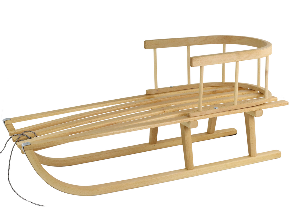 Medinės rogės su atlošu lean toys, rudos, 87x39x33cm