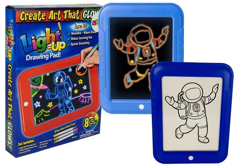 Magiška šviečianti piešimo lenta MAGIC PAD LED su 3D efektu ir neon spalvomis