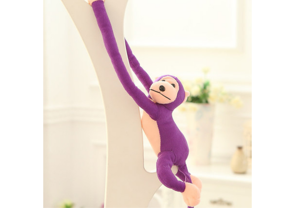 Violetinė pliušinė beždžionė su garsu, 80 cm