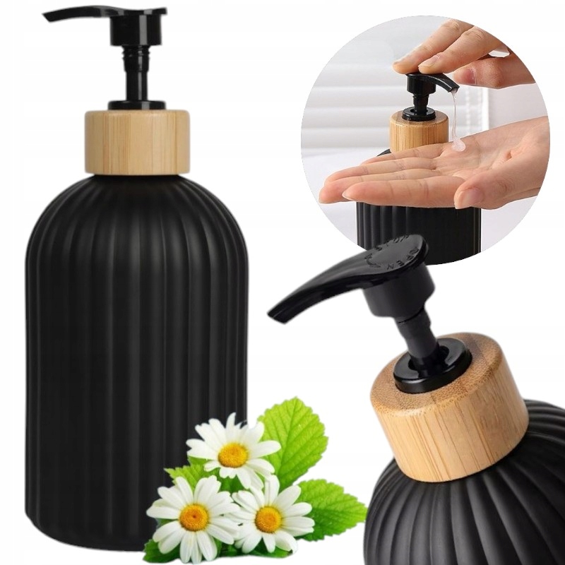 Muilo dozatorius Likado - juodas su bambuko dangteliu, 400 ml