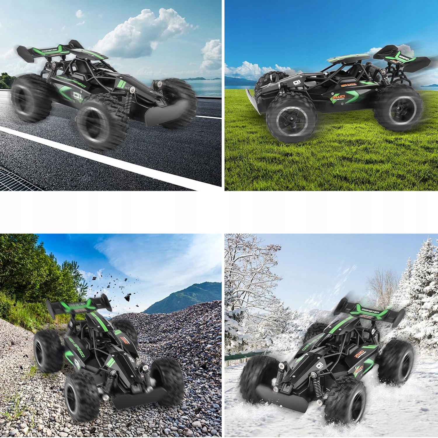4x4 RC automobilis su akumuliatoriumi