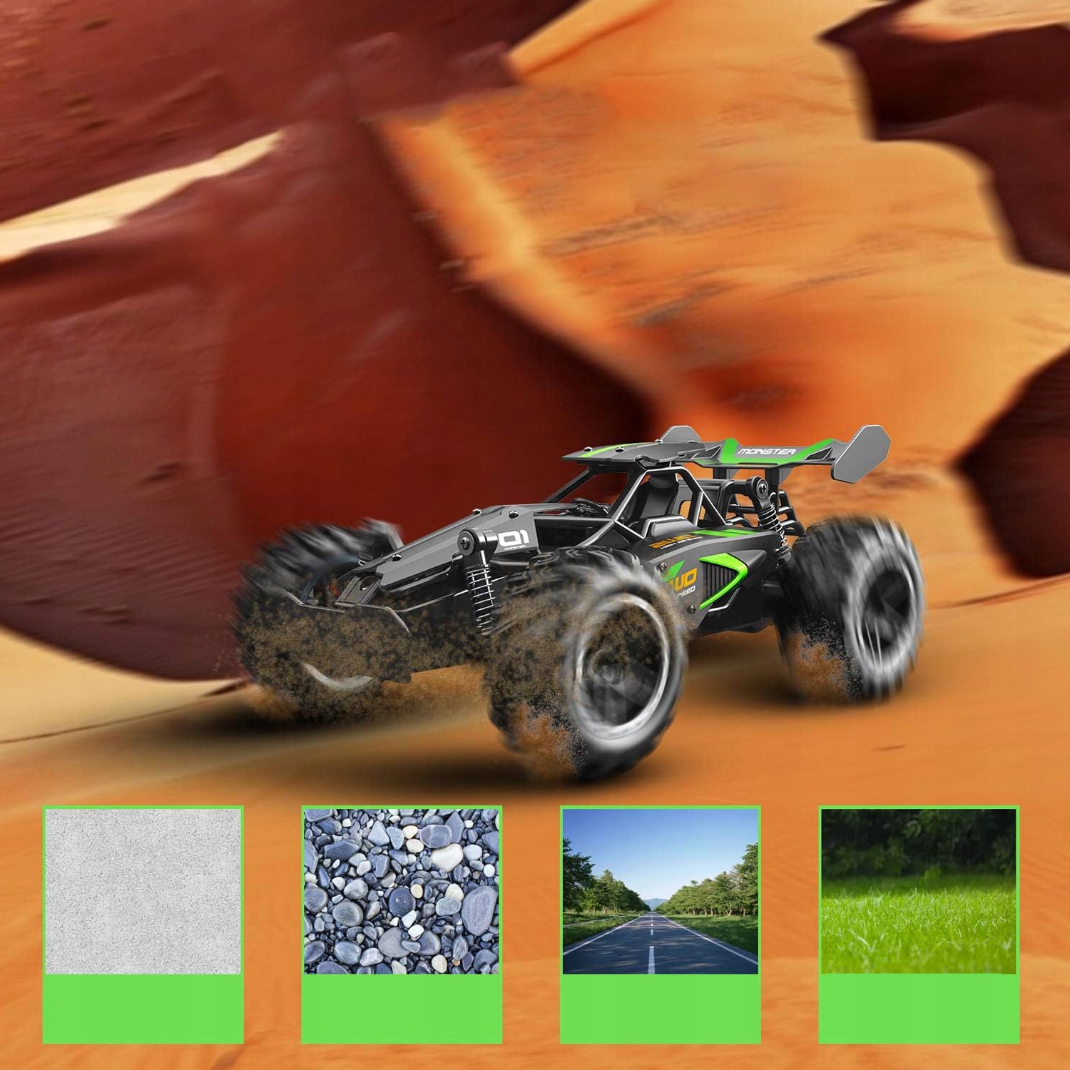 4x4 RC automobilis su akumuliatoriumi