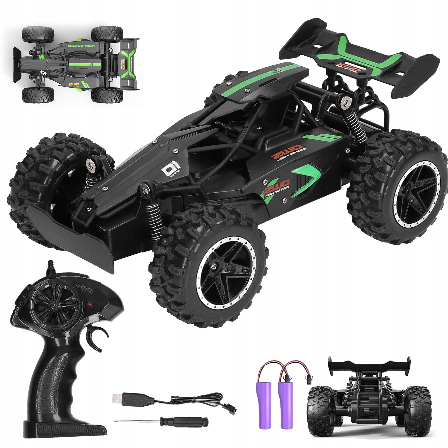 4x4 RC automobilis su akumuliatoriumi