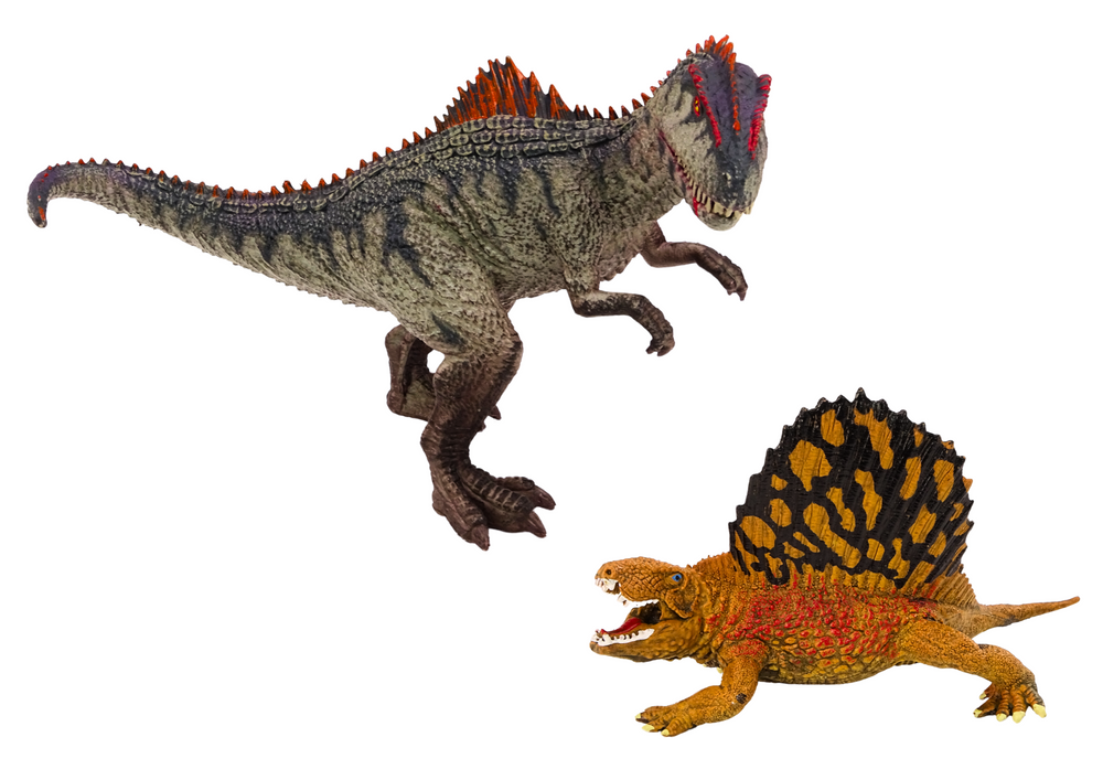 Dinozaurų figūrėlės: dimetrodonas ir allosauras, 2 vnt.