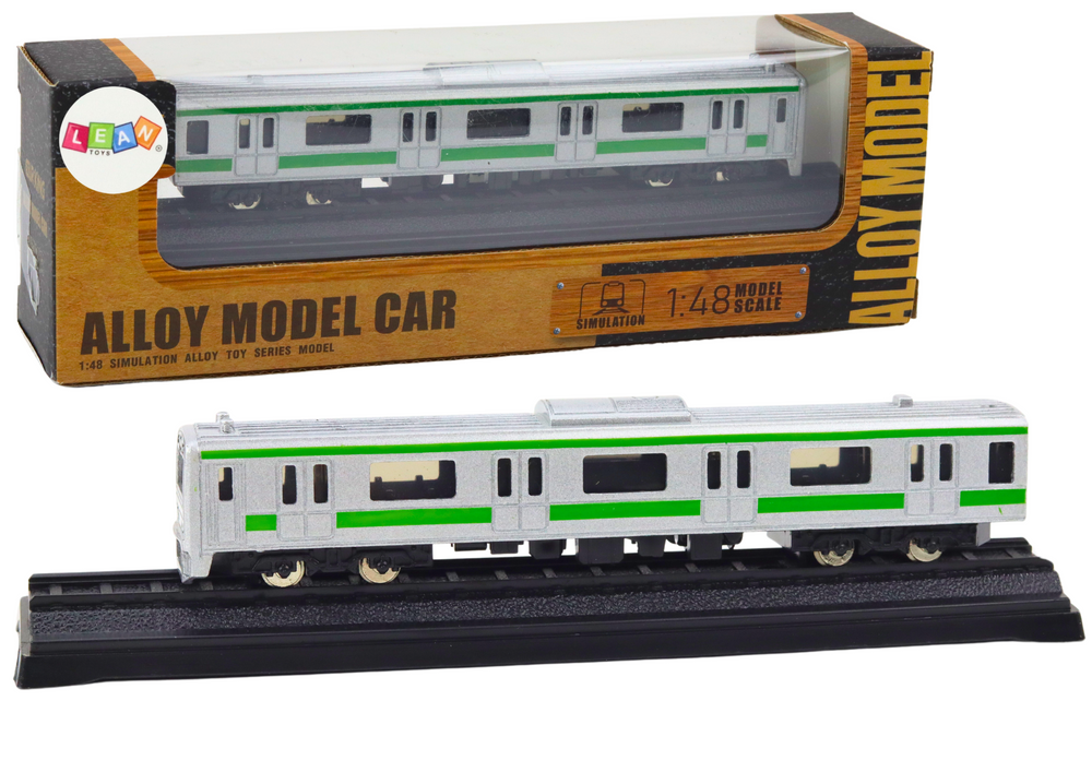 Kolekcinis metalinis traukinio vagonas 1:48, sidabrinis