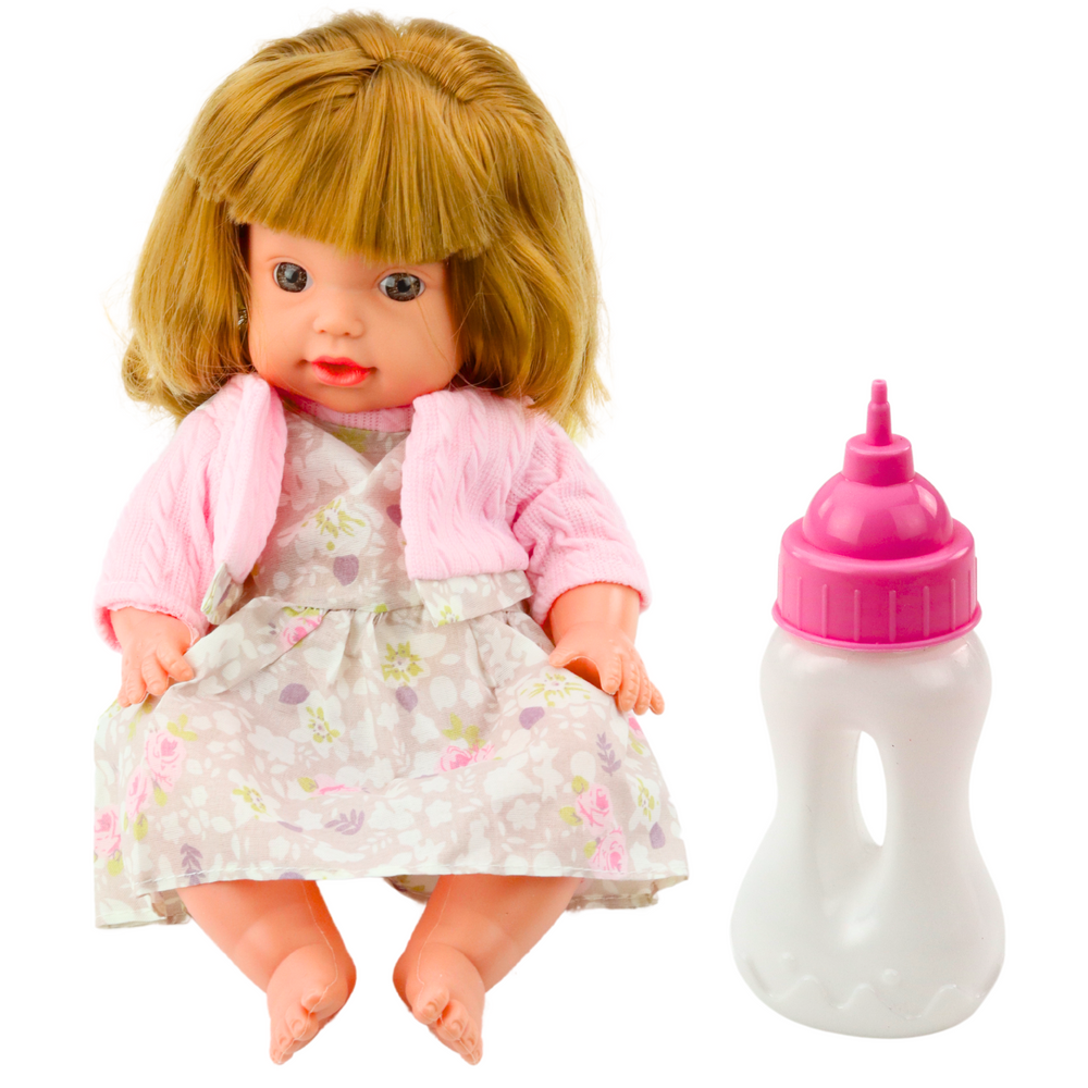 Lėlė kūdikis su maitinimo buteliuku ir garsais 30 cm