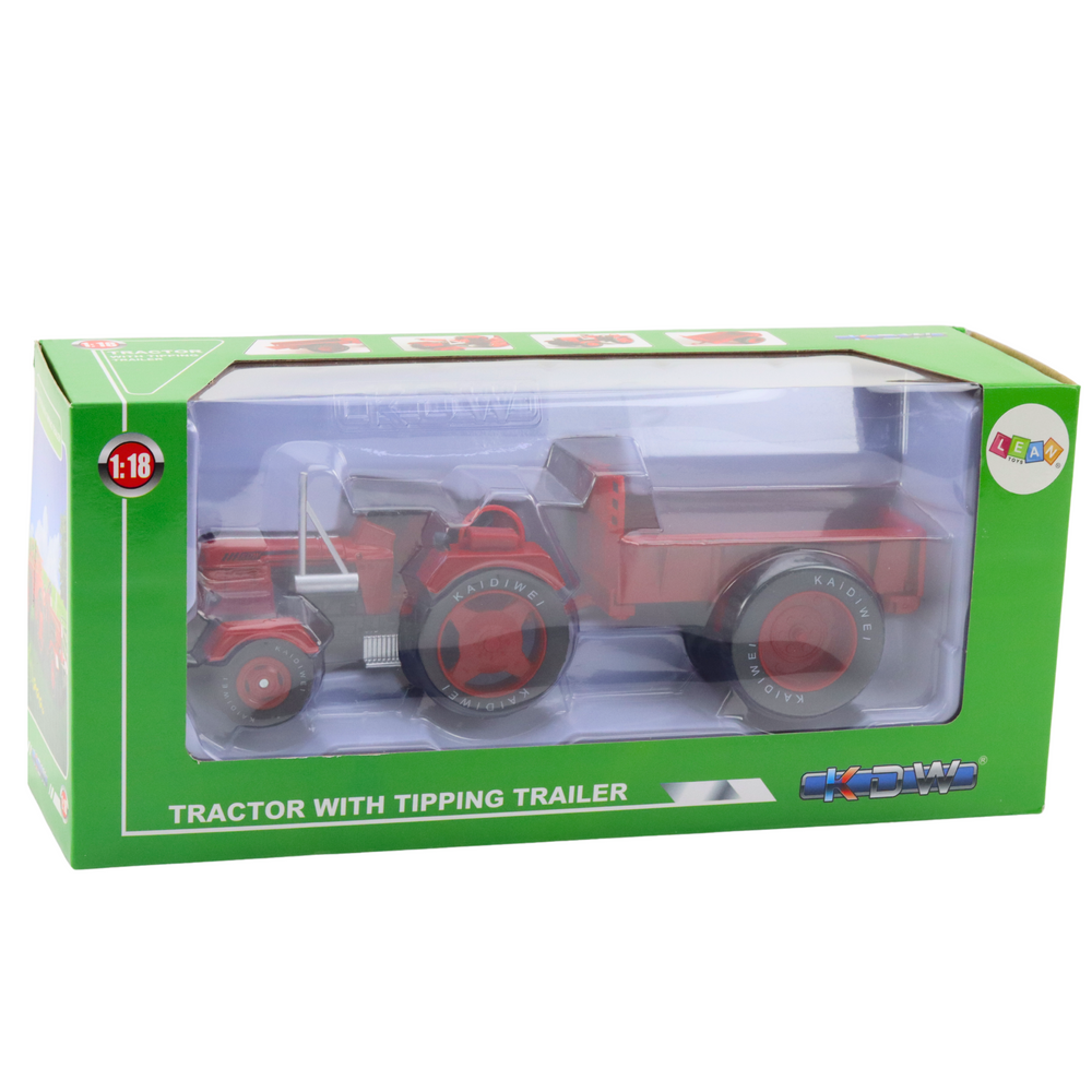 Metalinis raudonas traktorius 1:18 masteliu