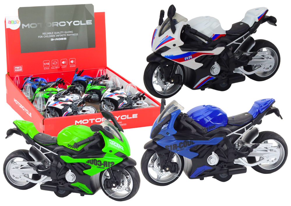 Sportinis motociklas su trinties pavara, 3 spalvos