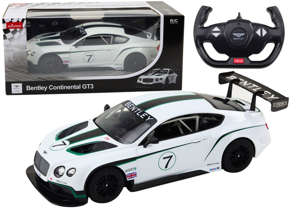 Nuotoliniu būdu valdomas bentley continental gt3 modelis, 1:14, baltas