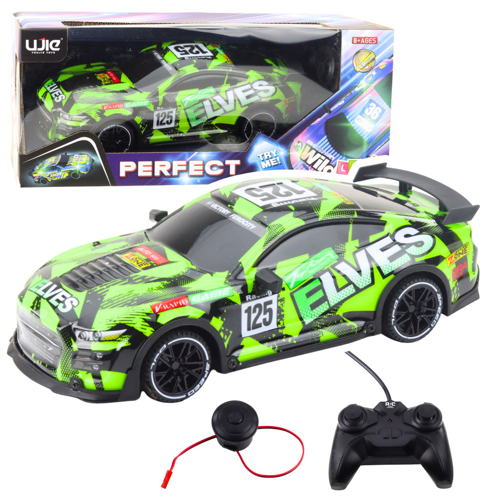 Nuotoliniu būdu valdomas sportinis automobilis, žalias, 25 cm