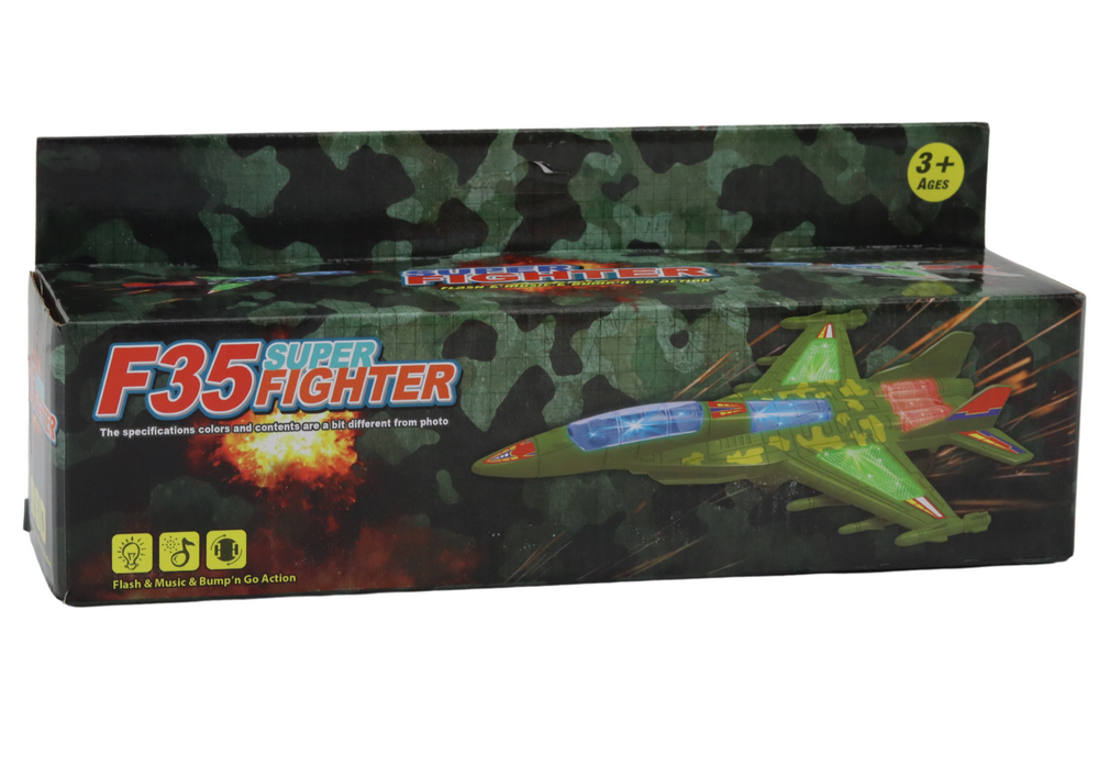 Karinis naikintuvas f35 su šviesomis ir garsais, pilkas