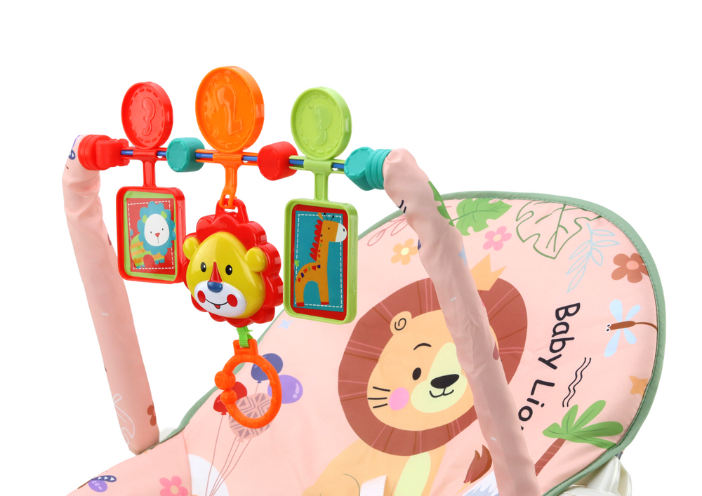 Gultukas-sūpynės su vibracija lean toys pink lion 2in1