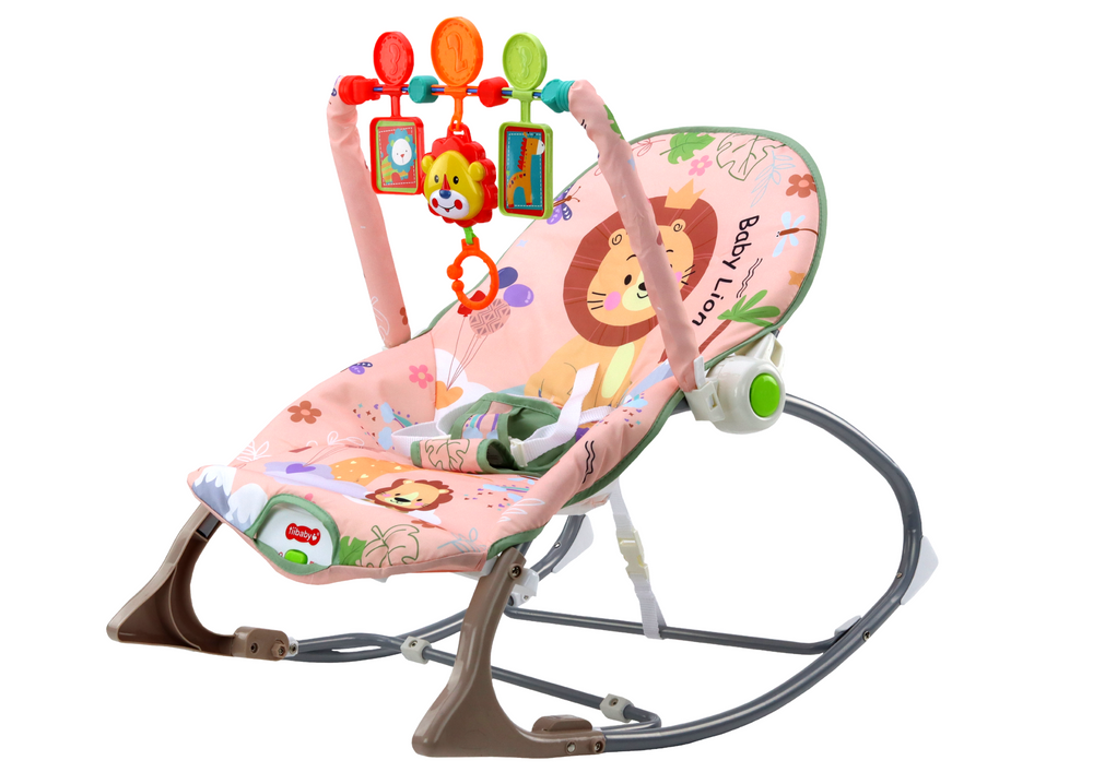Gultukas-sūpynės su vibracija lean toys pink lion 2in1
