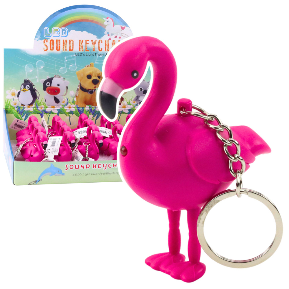 Flamingo formos led raktų pakabukas su garsu