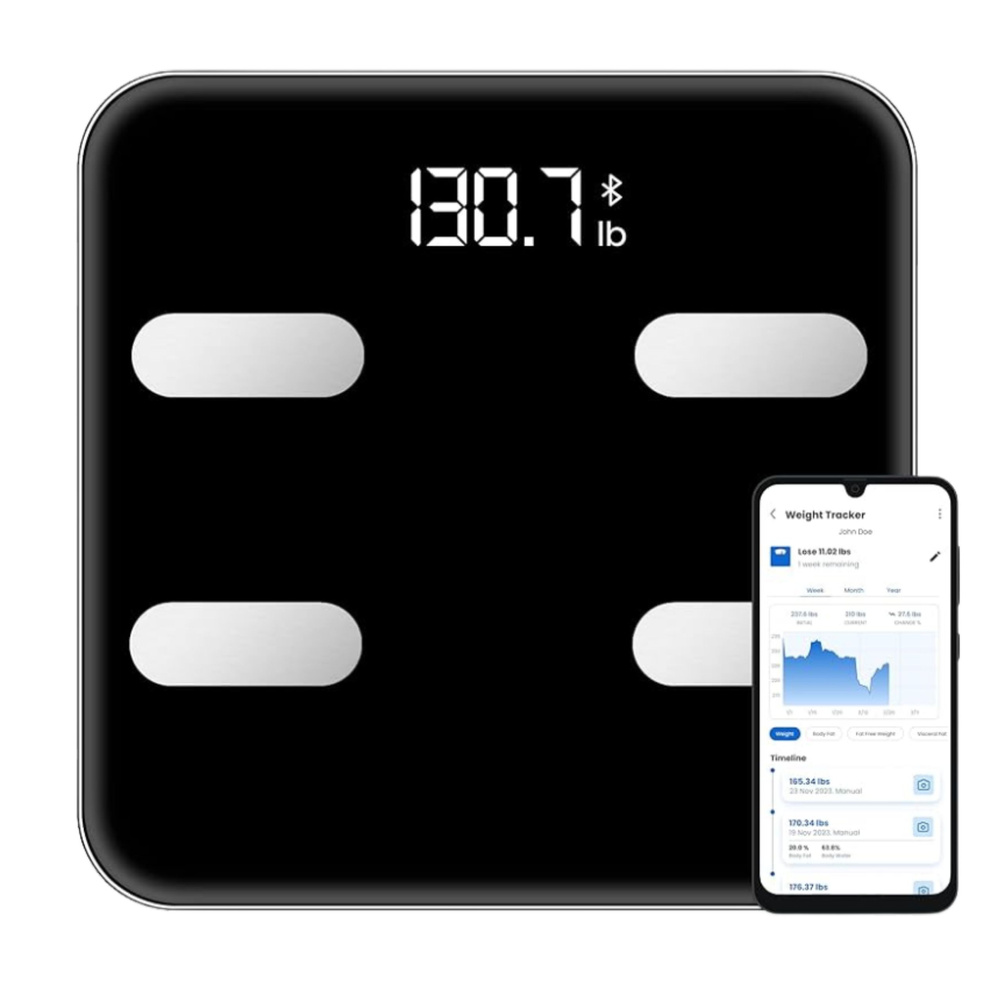 Elektroninės vonios svarstyklės su bluetooth funkcija ir led ekranu, 28x28 cm 2
