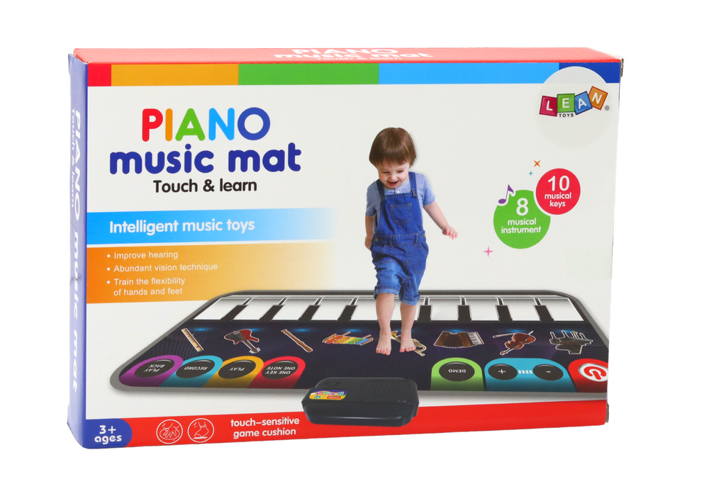 Muzikinis kilimėlis su pianinu ir instrumentais, 60x30 cm