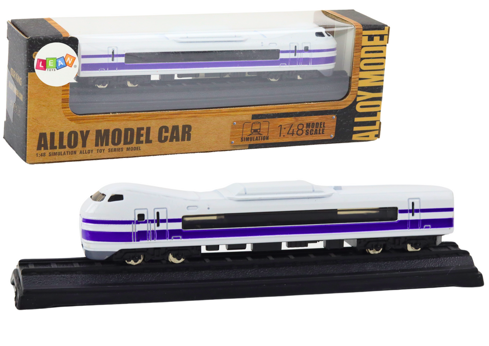 Traukinio vagonas modelis 1:48, metalinis, baltai-violetinis