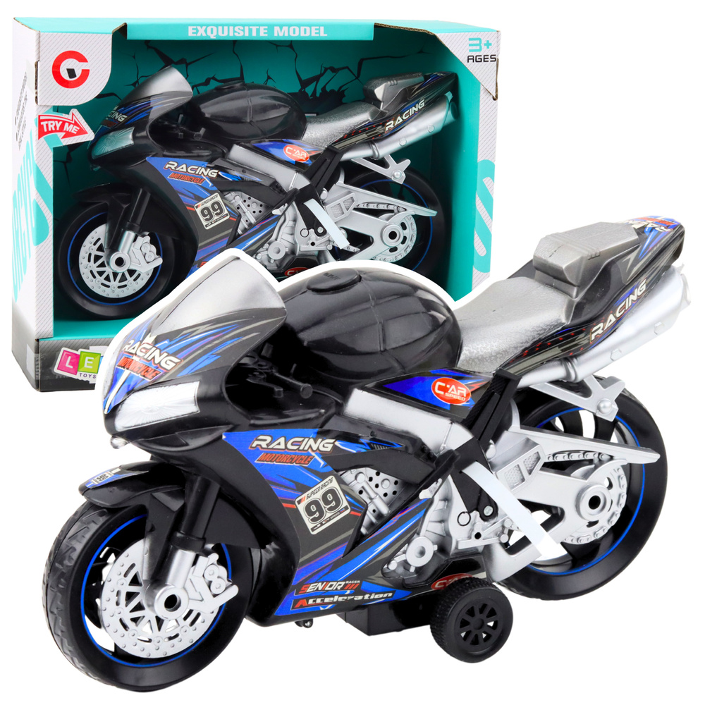 Lenktyninis motociklas su šviesos ir garso efektais