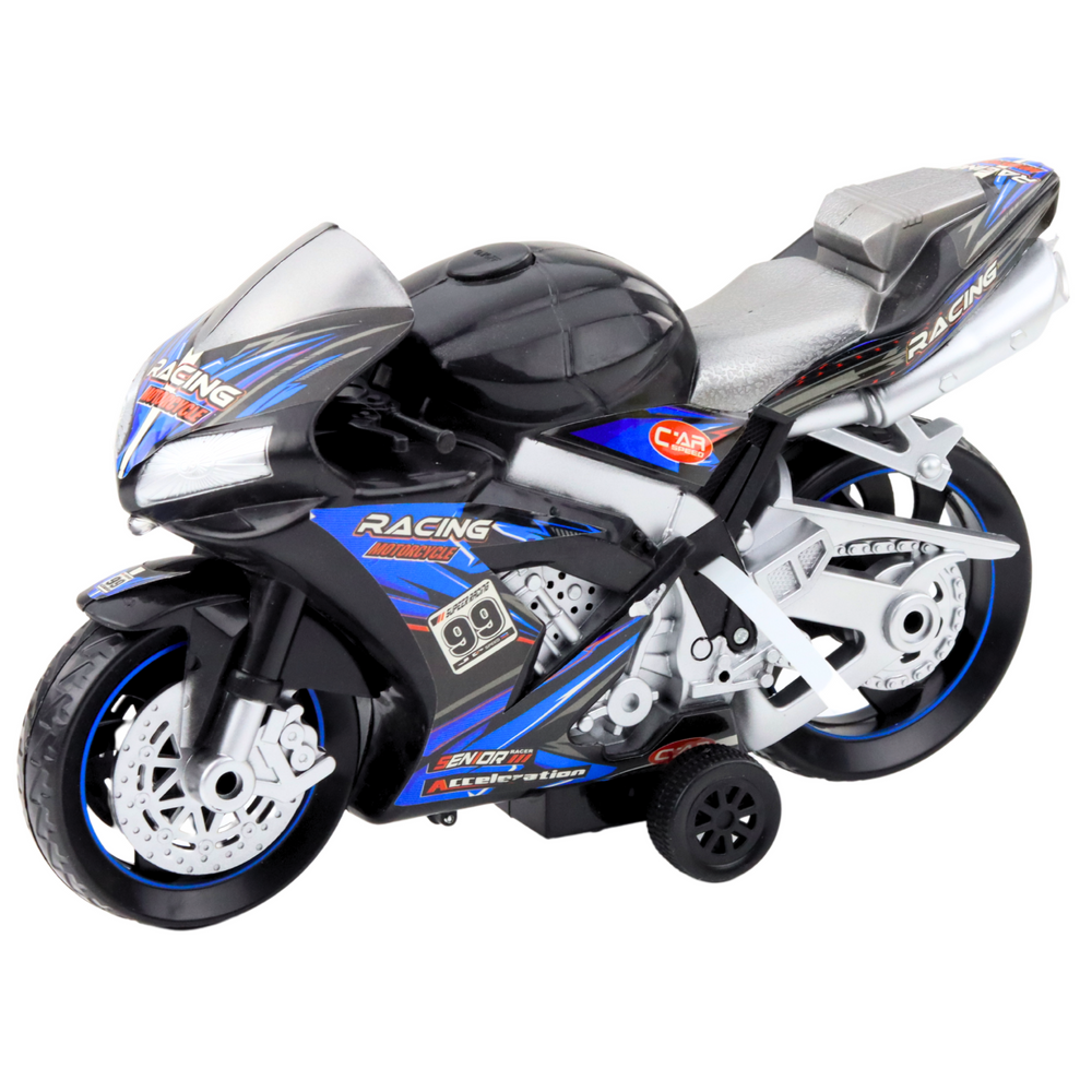 Lenktyninis motociklas su šviesos ir garso efektais