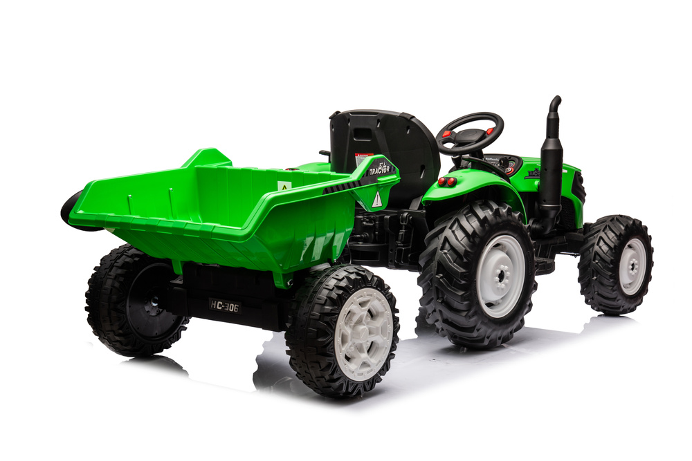Akumuliatorinis traktorius su priekaba hc-306, 24v, žalias