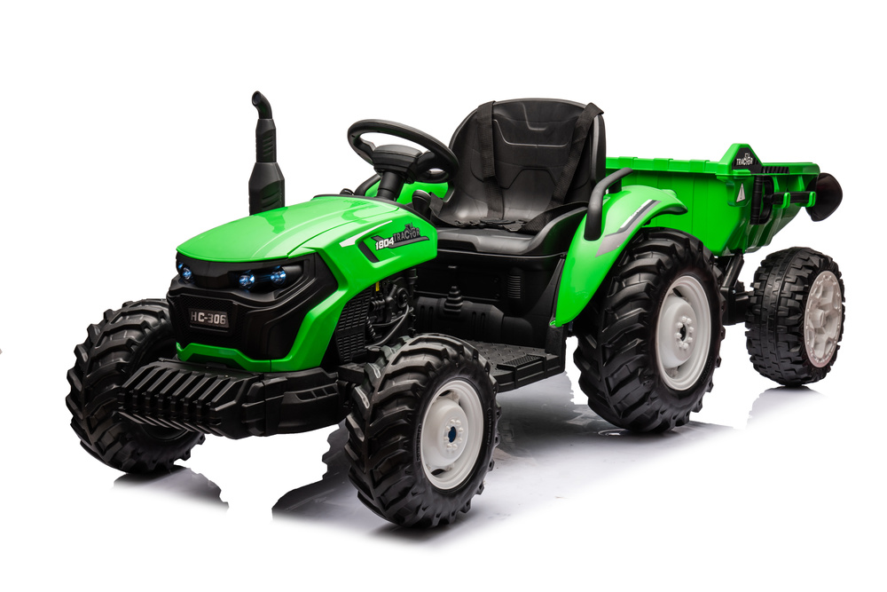 Akumuliatorinis traktorius su priekaba hc-306, 24v, žalias