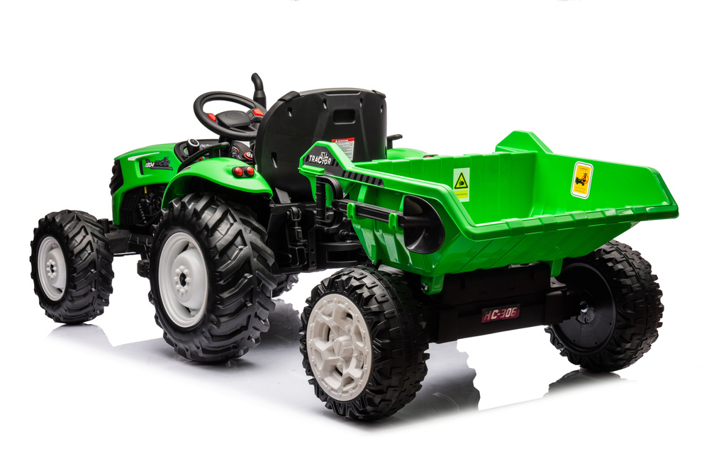 Akumuliatorinis traktorius su priekaba hc-306, 24v, žalias