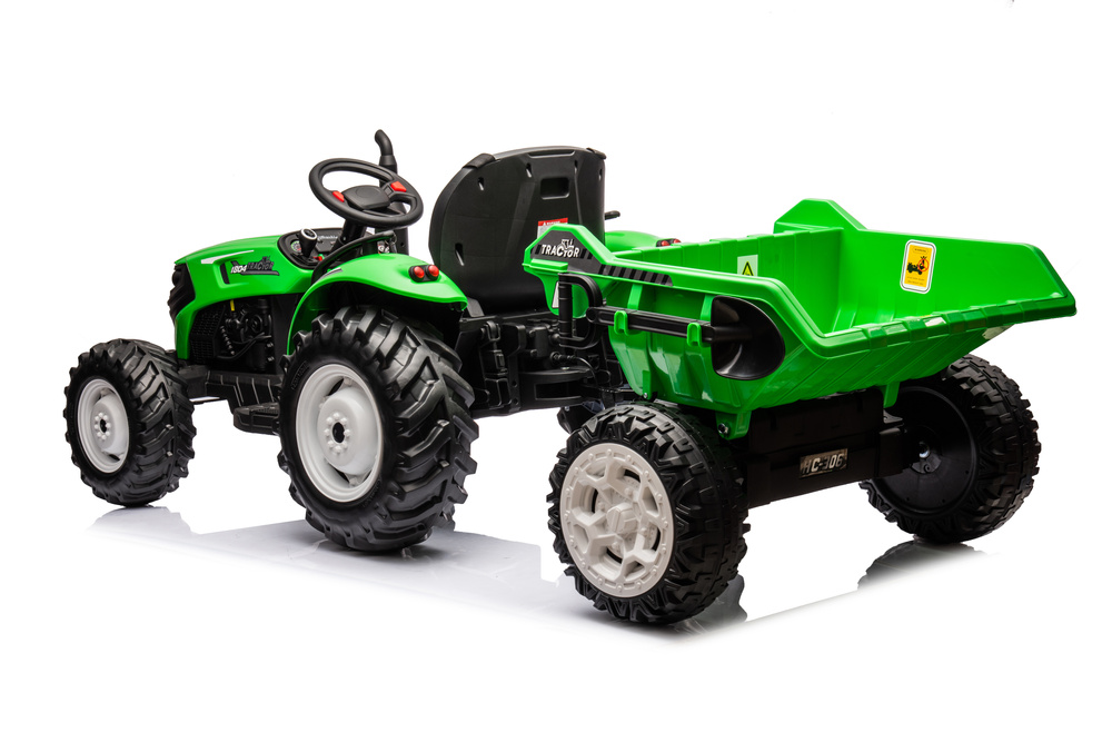Akumuliatorinis traktorius su priekaba hc-306, 24v, žalias