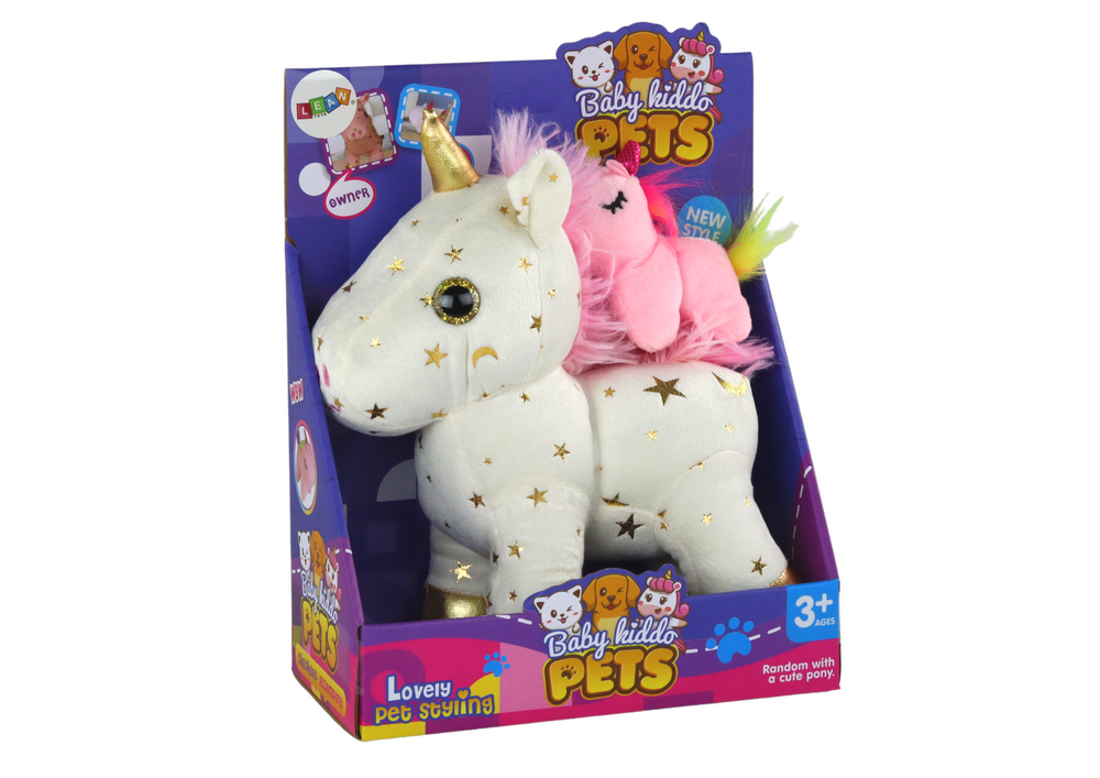 Minkštų žaislų rinkinys lean toys vienaragiai, baltas