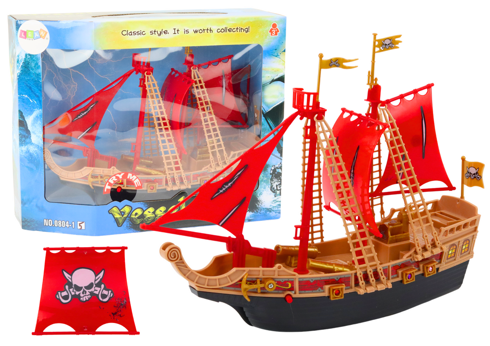 Piratų laivas šviesos garsai juodas