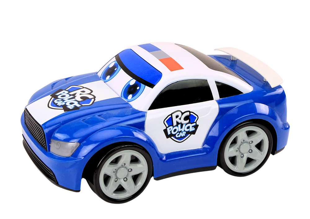 Nuotoliniu būdu valdomas animacinis policijos automobilis su šviesomis ir garsais